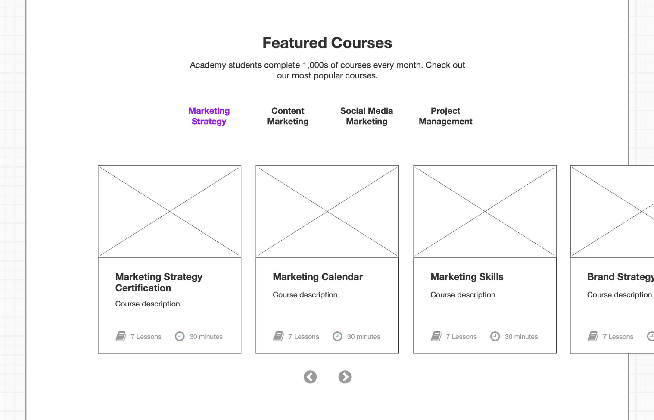 AMI Pro course carousel wireframe